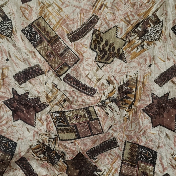 Genuine Silk Brown & Mauve Star Scenic Wrap Scarf